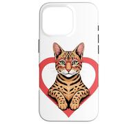 Heart Savannah Cat Glasses Case for iPhone 16 Pro