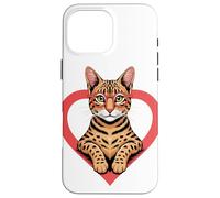 Heart Savannah Cat Glasses Case for iPhone 16 Pro Max