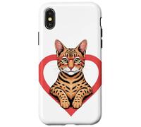 Heart Savannah Cat Glasses Case for iPhone X/XS