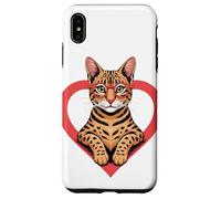 Heart Savannah Cat Glasses Case for iPhone XS Max