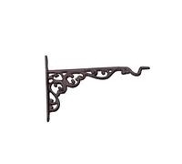 Heart Scroll Hanging Basket Bracket Cast Iron Antique Outdoor Wall Mount Hook (2, Medium 25cm)