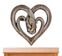 Heart Sculpture - Flat Acrylic Love Holding Hands Decor, Clear minimlist Romantic Wall Art Display | Bedroom Living Room Farmhouse Hanging Ornament Sign for Home