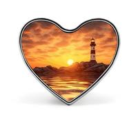 Heart Sea Lighthouse in Sunset Brooch Classic Mini Pin 1 Inch Aluminum Alloy Lapel Pin Personalized Button Badge for Backpack Hat Suit Jacket Clothing Decoration