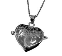 Heart Shape 925 Sterling Silver Box Locket Pendant With Tree And Rabbit On Top, For Pour Resin or Milk, Ashes, Photo Frame Silver Pendant,