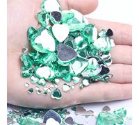 Heart Shape Acrylic Rhinestones Flat Back Flat Facets Many Sizes Many Colors for Nails Art Glue On Beads DIY Jewelry Making-16 Sun Green,25mm 10pcs