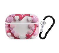 Heart Shape Airpod Pro Case AirPods 2 Case for Women Hard Shell Protective Cover with Carabiner Keychain Compatible with AirPods Case 2nd 1st Generation, Front LED Visible White