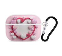 Heart Shape Airpod Pro Case Cover Wireless Earbuds Case Protective Cover with Keychain Compatible with AirPods 1st & 2nd Generation Full Protective, Front LED Visible White