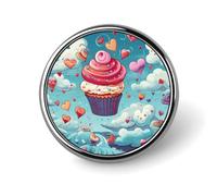 Heart Shape And Clouds Round Aluminum Alloy Pin Badge Lapel Pin | Lightweight Metal Brooch Pin Easy to Put on and Take off Backpack Pin for Jacket Shirt Bag