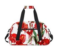 Heart Shape Art Decor Gym Bag Sports Duffle Bag Weekend Sleepover Duffel Bags Small Travel Tote for Overnight Workout Gymnastics Dance Ballet, Interesting Flower Texture, 18.9 x 8.7 x 10.6 in, Duffel