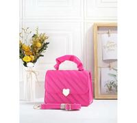 Heart Shape Badge Quilted Pattern Crossbody Bag/ Grab Bag JFY Fuchsia One Size