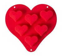 Heart Shape Baking Mould, Silicone Cake Mould, Red, 6 Piece