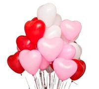 Heart Shape Balloons 10 Inch White Red Pink Love Balloons for Birthday Party Valentines Day Wedding Proposal Anniversary Xmas Festival Romantic Party Decorations Supplies 25 Pack