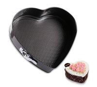 Heart Shape Cake Tin,10inch Cake Tin,Removable Base,Stainless Steel Cake Mold with Snap Closure and Non Stick Layer,Easy to Demould, for Chiffon Cake,Black