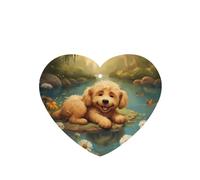 Heart Shape Car Air Fresheners Puppy Lying On The Water'S Edge Pattern 6 Pcs Car Aromatherapy Tablets For Car Wardrobe Shoe Cabinet Eliminate Odors