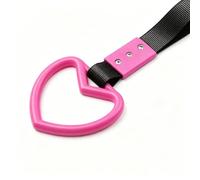 Heart Shape Car Pull Hand Straps, Multipurpose Interior Armrest Strap Rear Bumper Warning Loop for Car Bus Subway Train (Pink)