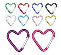 Heart Shape Carabiner Clips,10PCS Colourful Plastic Carabiner Clip for Backpack Keychain Dog Leash Water Bottle Holder Outdoor Camping Hiking Fishing Y5XXJSSK