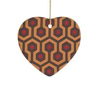 Heart Shape Ceramic Ornament, 3 Inch Shining Overlook Christmas Ornament, Xmas Tree Hanging Decorations for Christmas, New Year, Home Decor, Gift