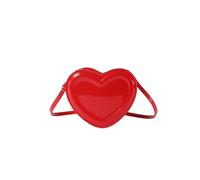 Heart Shape Crossbody Bags for Women Solid PU Leather Shoulder Bags Adjustable Strap Purse Handbags, Heart Shape Crossbody Bag, red, 21 x 18 x 9 cm