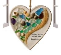 Heart Shape Decor - 2D Acrylic Flat Artwork, Heart Hanging Ornament, Decorative Accent with Shimmer Finish, Lightweight Wall Art for Holiday Home Beach Kitchen Patio Lawn Garden Outdoor Room