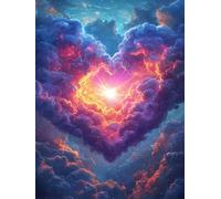 Heart Shape Diamond Painting Kits for Adults Beginners, 5D Cloud Diamond Art Kits for Kids, DIY Full Drill Gem Embroidery Crystal Art, Cross Stitch Hobbies for Adults Women, Room Decor 30X40cm D-50