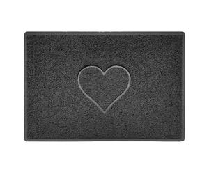 Heart Shape Door Mat Spaghetti PVC Loofah Coil Indoor or Outdoor Mat Dark Grey