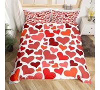 Heart Shape Double Duvet Cover Sets Romantic Couples Bedding Set 3D Print Quilt Cover 200x200 cm Soft Microfiber Bed Sets with Zipper Closure and 2 Pillowcases z-4360