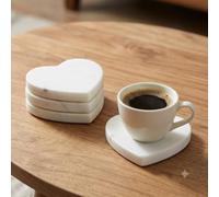 Heart Shape Drink Coasters Set of 4 Marble Coasters for Mugs Non-Slip Drink Coasters Without Holder for Glasses, Coffee & Wine, Marble Table Decor for Home