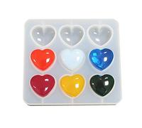 Heart Shape Epoxy Mold Silicone Mold 9Pcs 3 x 2.8cm Resin Love Heart Shape DIY Craft for Keychain Making, 1cm Depth