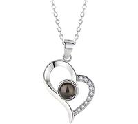 Heart Shape Eternal Love Necklace 'Dich ich Liebe' 100 Languages Engraving, Love Necklace for Girlfriend, Gifts for Women, Mother's, Valentine's, Christmas Day, Mittelgroße, Bronze (silver)