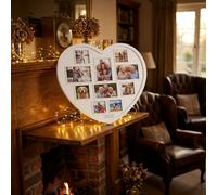 Heart Shape Family Photo Frame White Plastic Multi Aperture Collage Picture Frame For 10 Photos, Wall Hanging Home Décor