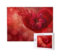 Heart Shape Flower Printed Wooden Intelligence Puzzle 52x38 CM - 500 Pieces(boxed) Jigsaw Puzzles Education Game for Adults - Home Decoration Puzzle