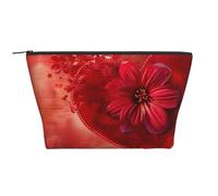 Heart Shape Flower Prints Trapezoid Makeup Bag Travel Cosmetic Organizer with Foam Padding for Gym, Office, and Weekend Trips