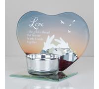Heart Shape Glass Tea Light Holder - Love