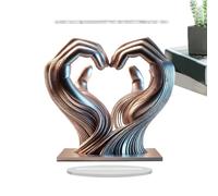 Heart Shape Hand Statue - Acrylic Hands Sculpture Desktop Ornament | Creative Aesthetic Home Decoration For Bedroom, Wedding, Living Room | Silver Love Gesture Statue, Modern Decorative Gift