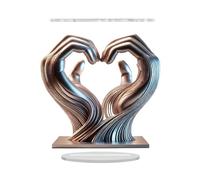 Heart Shape Hand Statue - Acrylic Heart Shape Desktop Ornament, Hands Love Gesture Sculpture | Silver Hand Hearts Ornament | Creative Aesthetic Decoration For Bedroom Living Room Office Wedding