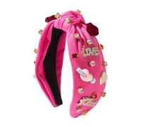 Heart Shape Headband,Christmas Headbands for Women | Hair Accessories with Beaded Knot Embellished Headband | Knotted Headband with Heart Rhinestone Jewelry pa