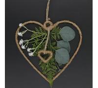 Heart Shape Jute Wreath with Eucalyptus, 20 cm, Artificial Home Decoration