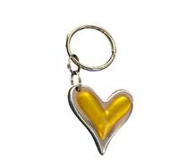Heart Shape Keychain for Women, Decorative Lucky Tag Love Heart Shaped Keychain Waterproof Available in 6 stunning colours including pink, purple, yellow, green, red, and blue (YELLOW)