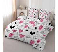 Heart Shape King Size Duvet - Heart Black and White Comforter Sets for all Seasons - Reversible Coverless Duvet King Size Soft Quilt lightweight and Machine Washable - King 230x220cm J77