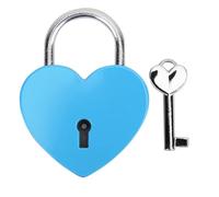 Heart Shape Lock Mini Heart Shape Padlock Key Padlock Heart Padlocks Heart Metal Padlock Heart Lock with Key for Jewelry Box Storage Box Diary Luggage Handbag Gifts (Blue)