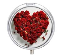 Heart Shape Made of Roses Pill Case Pill Box with 3 Compartments