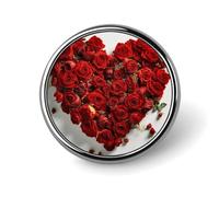 Heart Shape Made of Roses Round Aluminum Alloy Pin Badge Lapel Pin