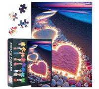 Heart Shape Made of Stones Jigsaw Puzzles 1000 Pieces - Heart Shape Puzzles Art for Home Wall Decor Difficult Challenge Romantic Beach Puzzle Gifts for Adults Valentine's Day 27.5"X19.7"
