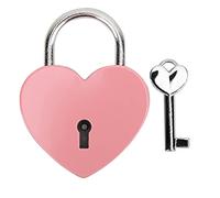 Heart Shape Metal Lock, Colorful Metal Mini Padlock with Key for Jewelry Box Storage Box Diary Book 2.32 X 1.77in (Pink)