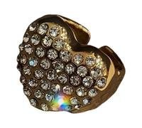 Heart Shape Metal Rings Delicate Opening Shimmering Diamonds Metal Texture Perfect for Timelesses Beauty Retro Coating Drops Glaze