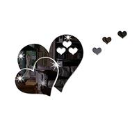 Heart Shape Mirror Wall Sticker 3D Art Wall Tattoo Removable Mirror Wall Sticker for Home Textiles Rainbow Sticker Large (Black, One Size)