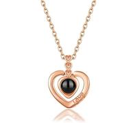 Heart Shape Necklace 'Dich ich Liebe' 100 Languages Engraving, Love Necklace for Girlfriend, Gifts for Women, Mother's Day, Valentine's Day, Christmas Day, Mittelgroße, Bronze, Mittelgroße, Bronze, no