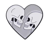 Heart Shape Ocean Wave Tears Enamel Pin with Skeleton Joints and Death Smiles for Lapels, Normal, Non-precious metal