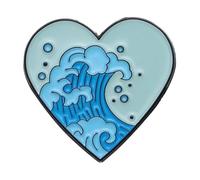 Heart Shape Ocean Wave Tears Enamel Pin with Skeleton Joints and Death Smiles for Lapels, Normal, Non-precious metal