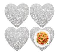 Heart Shape Placemats, 4 Pcs Hollow Out Heart Table Mats Non-slip Heat Insulation Place Mats for Kitchen Dinner Table Decorations